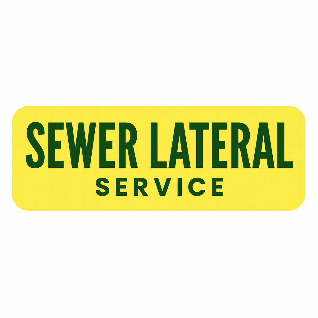 Sewer Lateral Service logo with bold green text on a yellow rectangular background